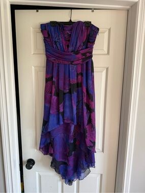 le chateau Strapless Purple & Black Floral Cocktail Dress